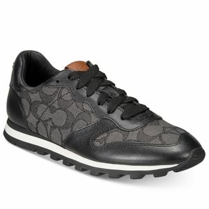 Coach Leather Signature Jogger Sneakers- Black